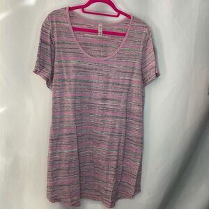 Pink & Gray Striped Classic Tunic, 3XL